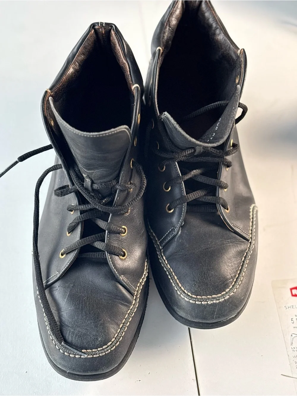 Black Leather Men’s Lace-Up Moc Toe Boots